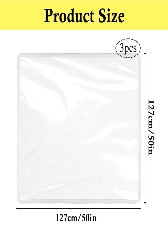 Klmnop 3 Pack Waterproof Splat Mat for High Chair, 50''x50'' Washable Baby Mealtime Splat Mat - Reusable Plastic Under Highchair Floor Protector for Play & Art(Clear) - Image 2